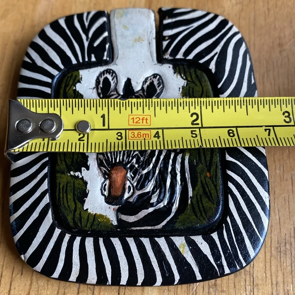 Vintage mirror leather frame Zebra in pre-owned condition